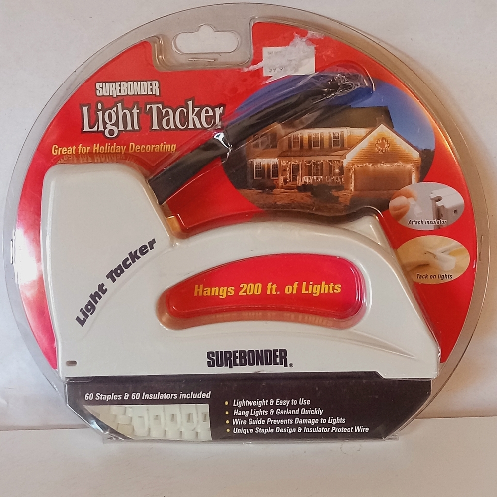 Surebonder Lightweight & Hangs 200ft of Lights Holiday Decorating Light Tacker